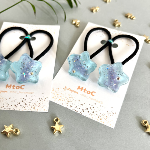 レジン 七夕 お星様ヘアゴム キッズ ベビー 】子供 ヘア