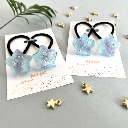 レジン 七夕 お星様ヘアゴム キッズ ベビー 】子供 ヘアアクセサリー