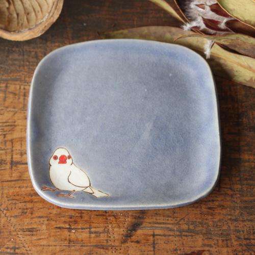 藤釉豆皿 白文鳥 薬味皿・豆皿 つぐみ製陶所 通販 17856096｜Creema
