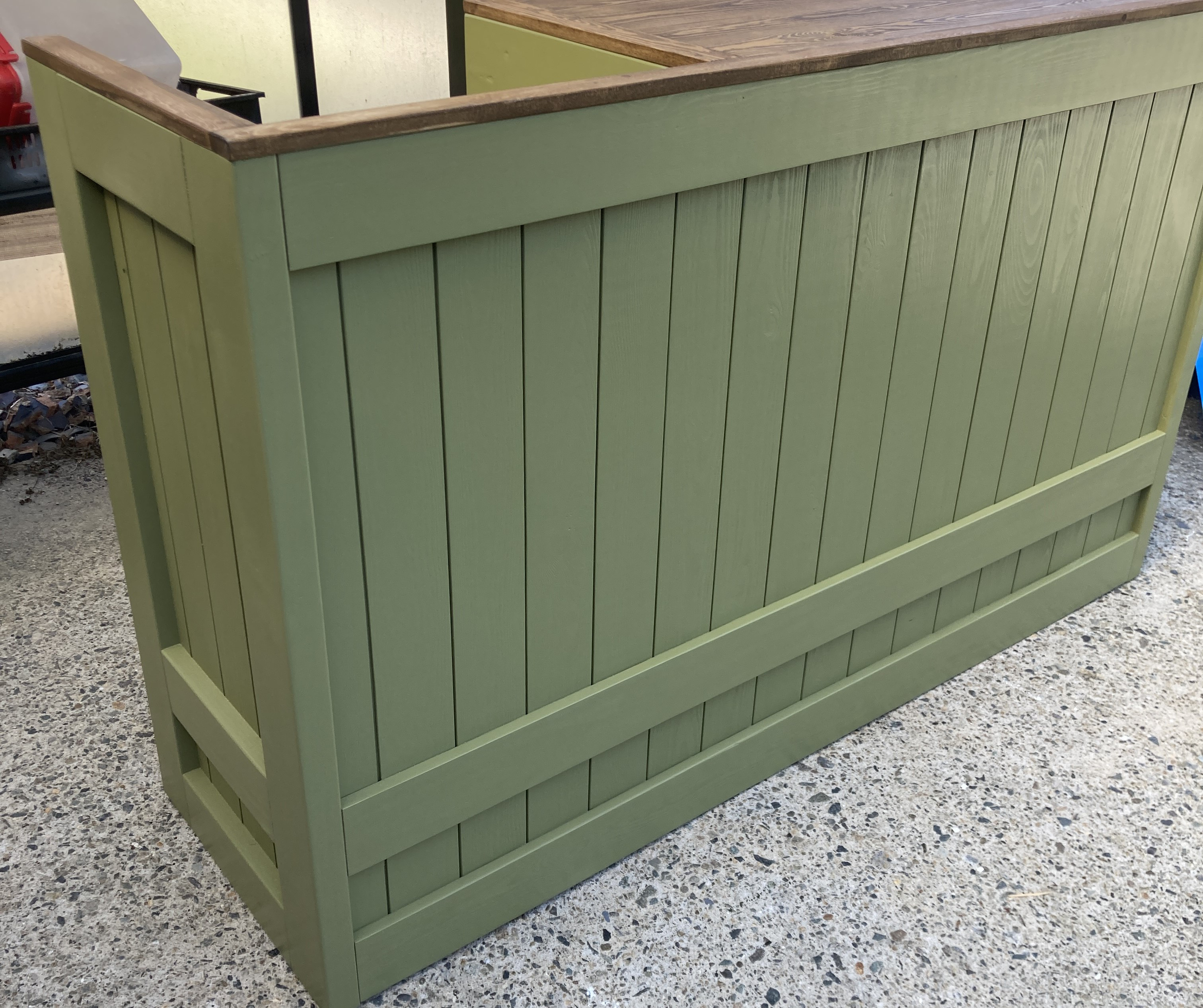 ［受注製作］☆オリーブグリーン＆ダーク【凹み付450】★受付カウンターテーブル　レジカウンター【1500】★店舗☆