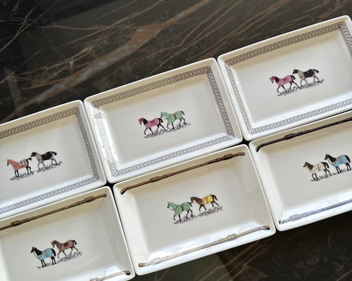 【新品/未使用】ポーセラーツ/H馬柄プレート６点セット b76697ab4543b994147c14a0058ab1