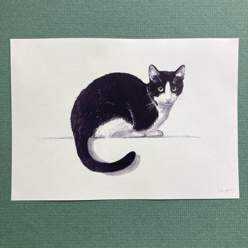 バーゲンで 酔っ払い猫 No.2 ハチワレ アクリル画 ひどく 絵画