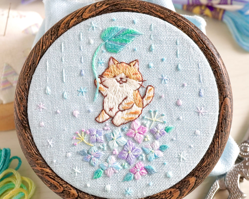 猫の刺繍BYKARTE バイカルテ 3acfa944c95c50424fae3ae13aaa0e