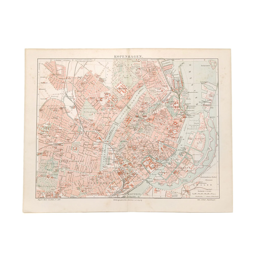 デンマーク首都 コペンハーゲン 都市 アンティークマップ 古地図