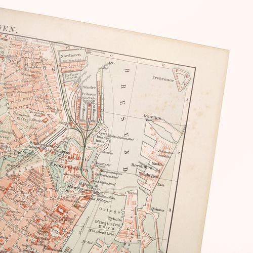 デンマーク首都 コペンハーゲン 都市 アンティークマップ 古地図
