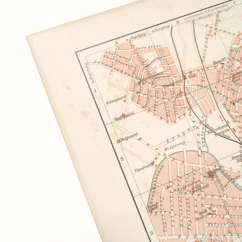 デンマーク首都 コペンハーゲン 都市 アンティークマップ 古地図