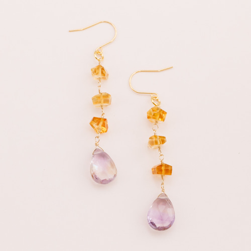 532/14kgf宝石質アシメントリーピアスチャーム他5点 14Kgf✧高品質