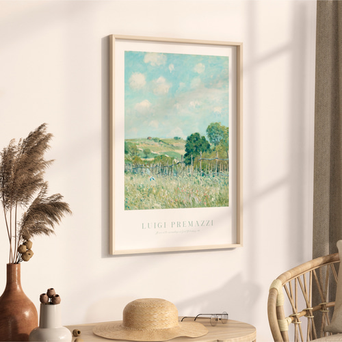 Amazon.co.jp: 絵画 青空の下の広い草原とビーチインテリア 絵画