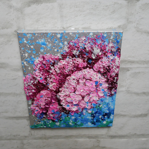 油絵 油彩 油彩画 絵 絵画【天空のピンクと紫の紫陽花】 油絵 油彩 油彩画 絵 絵画【天空のピンクと紫の紫陽花】 油絵