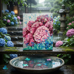 紫陽花、雨上がりのプレリュード［油彩画・原画］初夏のインテリア