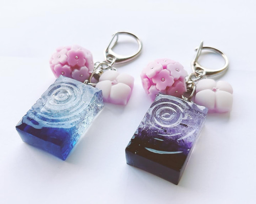 練り切り キーホルダー 桜 紫陽花 パステルカラー カラフル フェイクスイーツ f30cb20274b10dd752e6a3193d3753