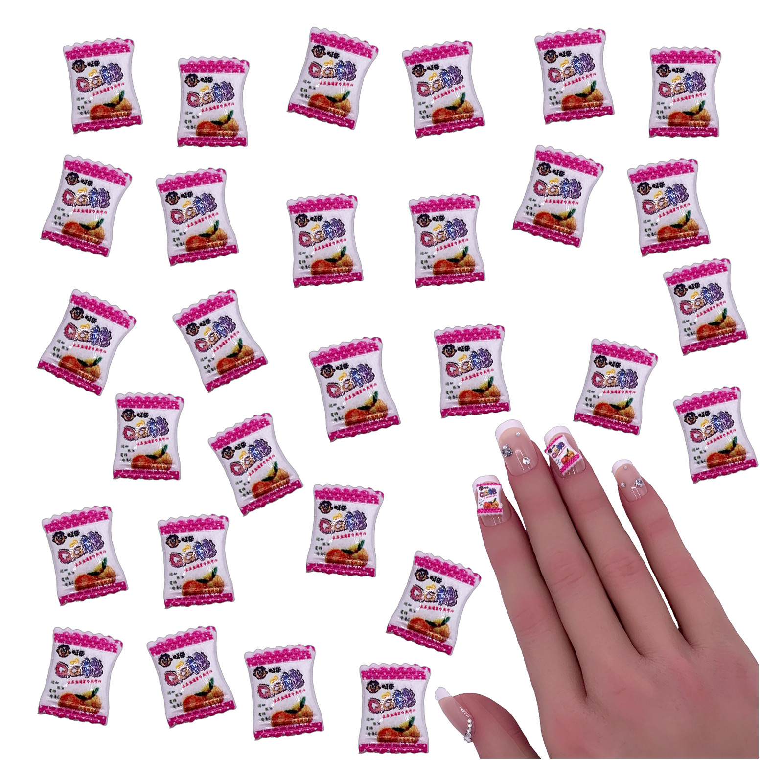 ネイル用デコパーツ Ｂ ネイルパーツ お菓子 11mm 混色 ミックス ピンク 50個 食べ物