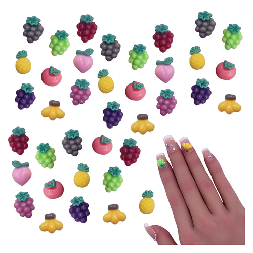 ネイルパーツ フルーツ ミックス 7ー12mm 蓄光 不透明 果物 100個 混色