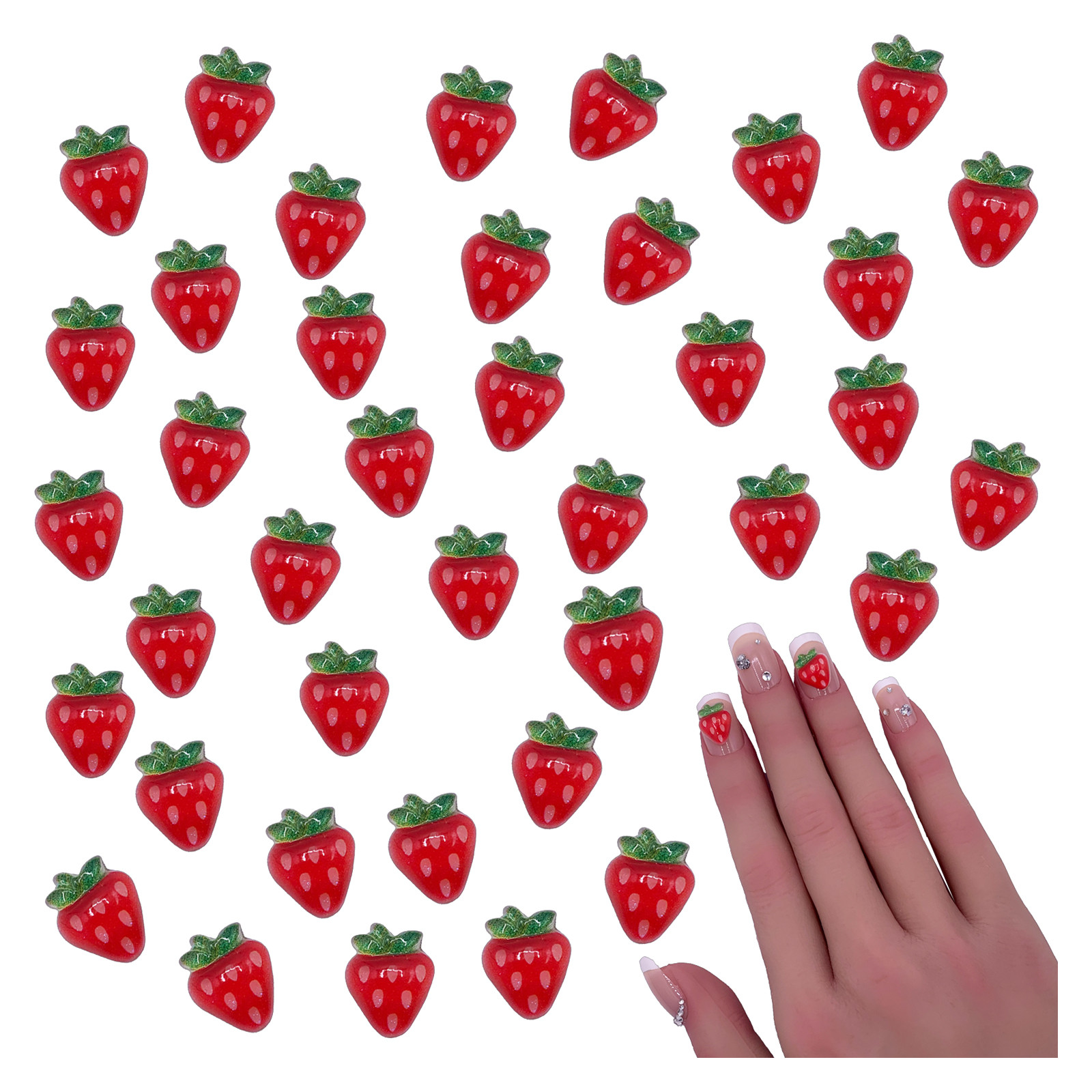 3dネイルパーツ デコパーツ いちご フルーツ デコパーツ イチゴ ハート 8mm 200個 いちご 果物 フルーツ 食品