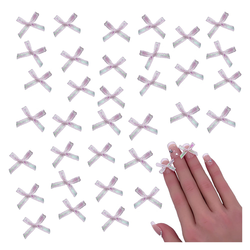 ネイルパーツ リボン オーガンジー ホワイト 20mm オーロラ 小さめ