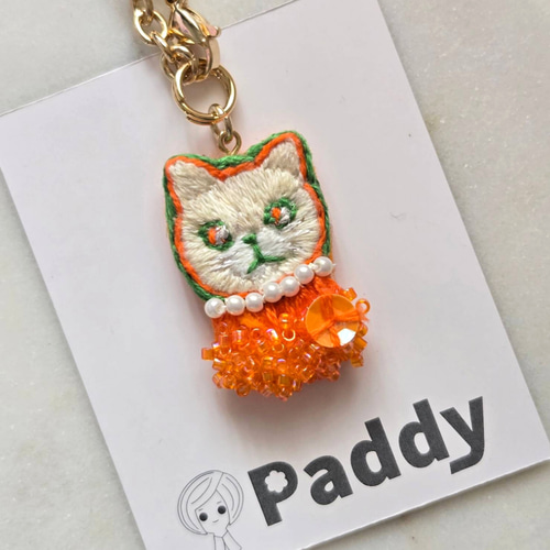 ビーズと刺繍猫のバッグチャーム(小) バッグチャーム Paddy 通販