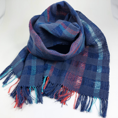 手織り コットンリネンのやさしいストール 作品24015 ストール 糸の  