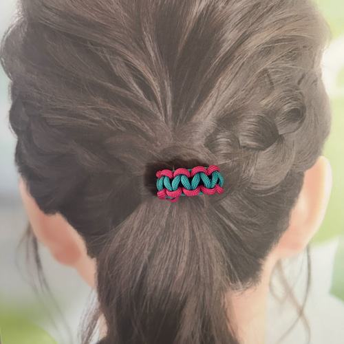 パラコード編みヘアゴム2個セット（平編み/マクラメ） ヘアゴム