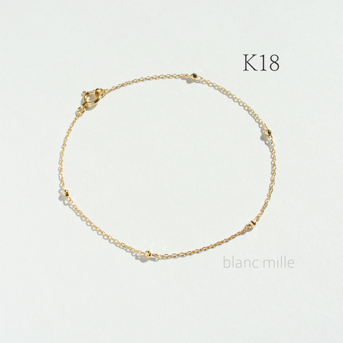 No.b-5st1.8○*K18ステーションブレスレット○*18金きらきらビーズ 18k 