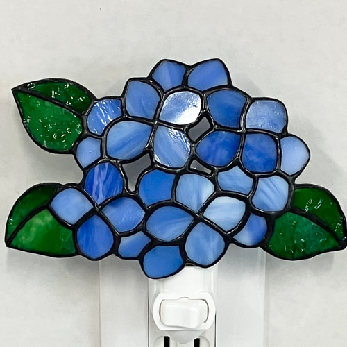 ステンドグラス ランプ⭐︎紫陽花 ハンドメイド 稀有