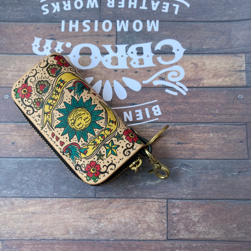 受注生産】《タトゥー×レザー》キーケース ラウンドジップ アメトラ