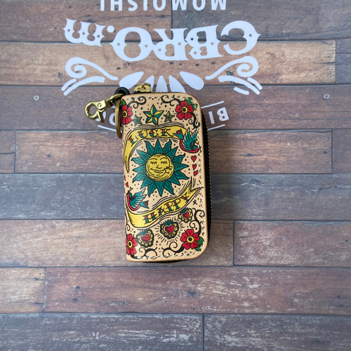 受注生産】《タトゥー×レザー》キーケース ラウンドジップ アメトラ