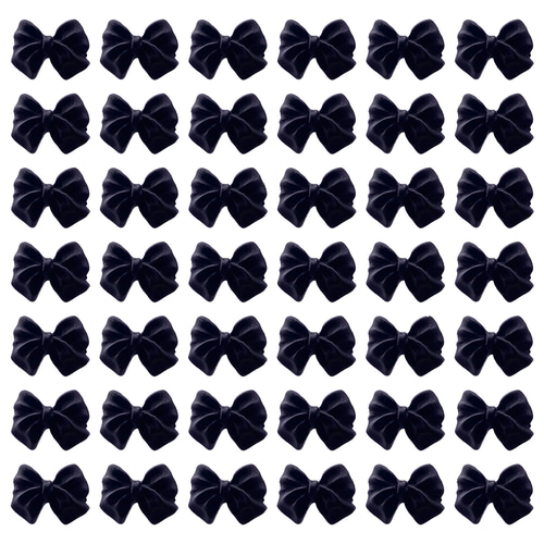 ネイルパーツ リボン 黒 8mm 艶消し 50個 小さめ 3D 立体 蝶々結び