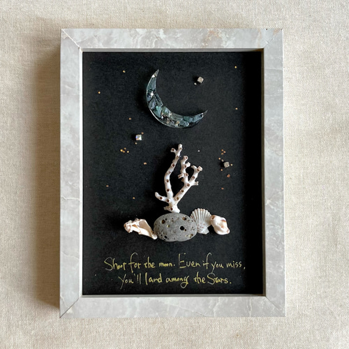 水の中の月✴︎シーグラスアート 壁掛けタイプ その他アート