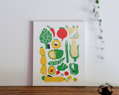 アートパネル 夏野菜 お洒落 カフェ キッチン 日本の夏2024 イラスト