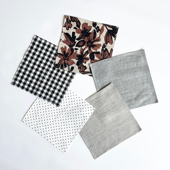 【数量限定】ハンカチ_リネン100%_選べるサイズ［SS］［S］［M］& 3種類 4枚目の画像