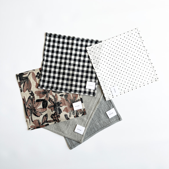 【数量限定】ハンカチ_リネン100%_選べるサイズ［SS］［S］［M］& 3種類 5枚目の画像
