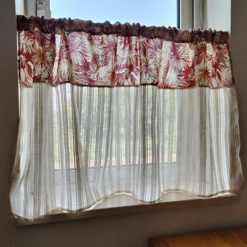 アンティークヴィンテージコットンリングカフェカーテン