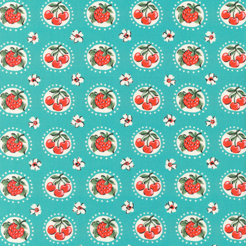 苺 さくらんぼ 花 moda JULIA 水色 M565 生地 アンの家 通販 17858622