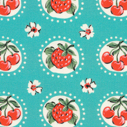 苺 さくらんぼ 花 moda JULIA 水色 M565 生地 アンの家 通販 17858622