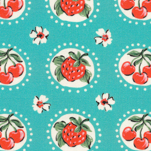 苺 さくらんぼ 花 moda JULIA 水色 M565 生地 アンの家 通販 17858622