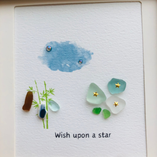 シーグラスアート❁七夕の出会い…♡❁ ハートのシーグラスアート