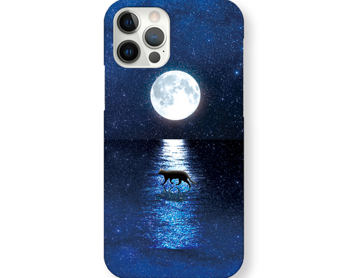 月詠♪*ﾟ iPhone ケース 浜辺の散歩 (月夜ver.) スマホケース iPhoneケース 猫 月 海