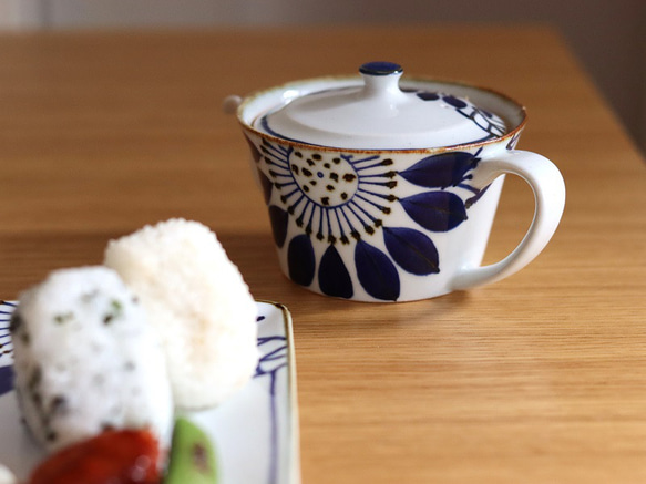 【波佐見焼　ポット】ポット　ブルーフラワー 7枚目の画像