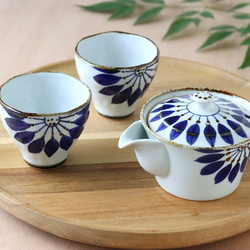 【波佐見焼　ポット】ポット　ブルーフラワー 2枚目の画像