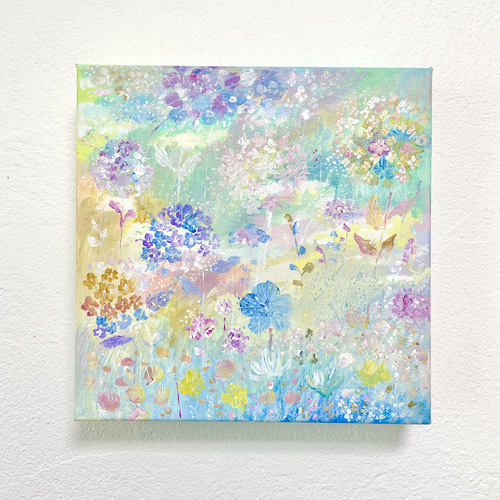 絵　ワンちゃんと紫陽花 絵ワンちゃんと紫陽花