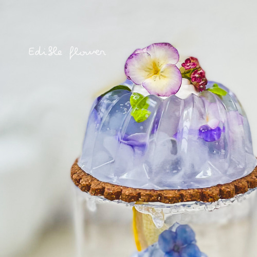 爽やか紫陽花ゼリーパフェ/エディブルフラワー/フェイクスイーツ