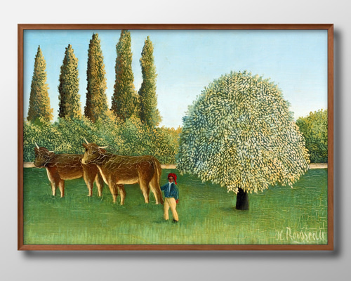 3307□ポスター アート 絵画『アンリ・ルソー 牧草地』北欧 A3