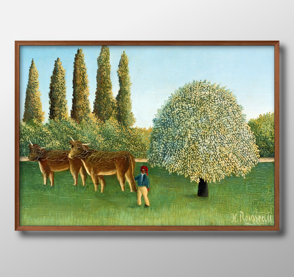 3307□ポスター アート 絵画『アンリ・ルソー 牧草地』北欧 A3