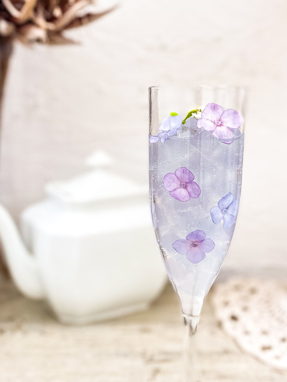 爽やかシュワシュワ紫陽花ゼリー/エディブルフラワー/クレイフラワー