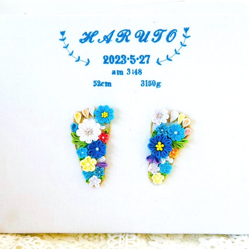 みさてぃ　命名書　つまみ細工　刺繍　オーダー みさてぃ様専用 命名書 つまみ細工 刺繍 オーダー - メルカリ
