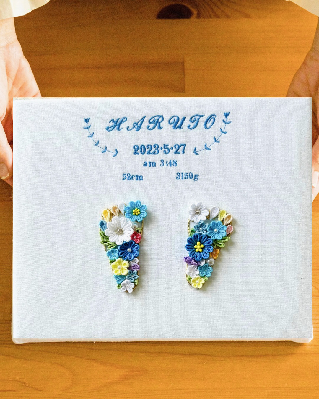 みさてぃ　命名書　つまみ細工　刺繍　オーダー みさてぃ様専用 命名書 つまみ細工 刺繍 オーダー - メルカリ