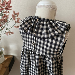 再販⭐︎ギンガムチェック柄ノースリーブワンピース　ベビーワンピース　セーラー襟　ベビー服　キッズ服　サマーワンピース　 6枚目の画像