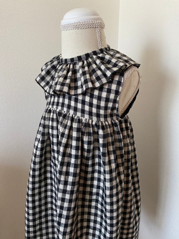 再販⭐︎ギンガムチェック柄ノースリーブワンピース　ベビーワンピース　セーラー襟　ベビー服　キッズ服　サマーワンピース　 4枚目の画像