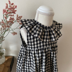 再販⭐︎ギンガムチェック柄ノースリーブワンピース　ベビーワンピース　セーラー襟　ベビー服　キッズ服　サマーワンピース　 3枚目の画像