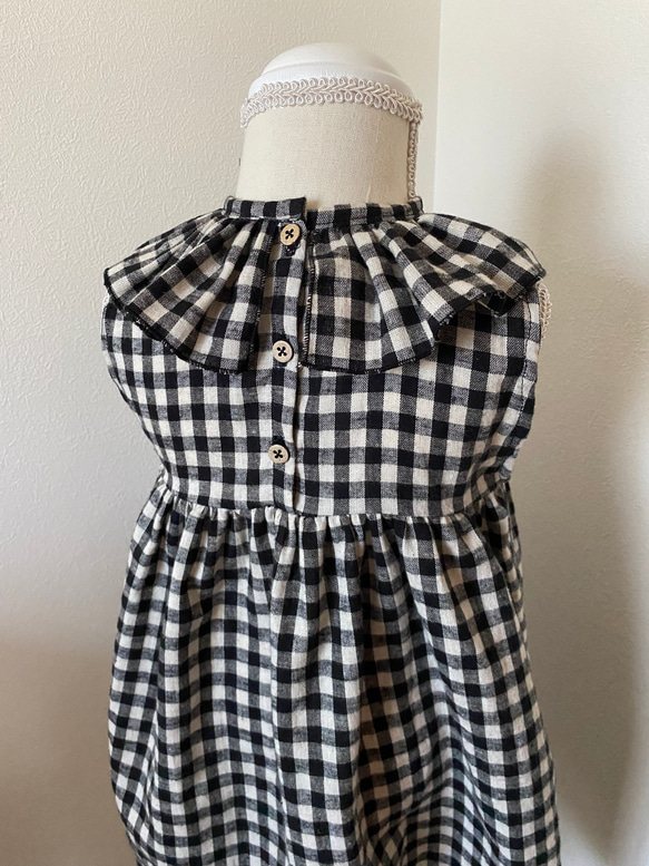 再販⭐︎ギンガムチェック柄ノースリーブワンピース　ベビーワンピース　セーラー襟　ベビー服　キッズ服　サマーワンピース　 5枚目の画像
